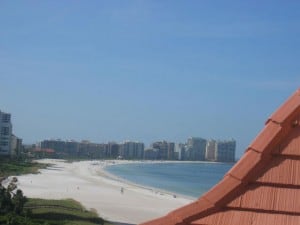 View of the beach from our balcony